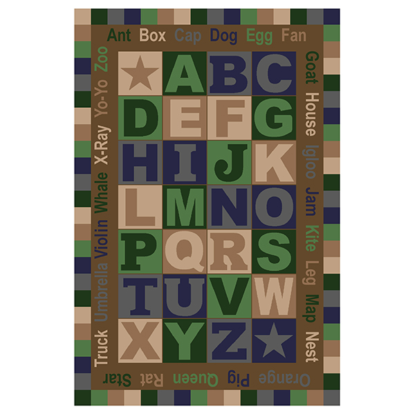 ABC Words Rug 10' 9"W x 13' 2"L Tranquility Colors Schools In