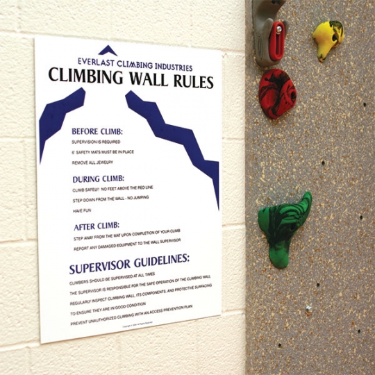 Climbing Wall Rules Sign Schools In