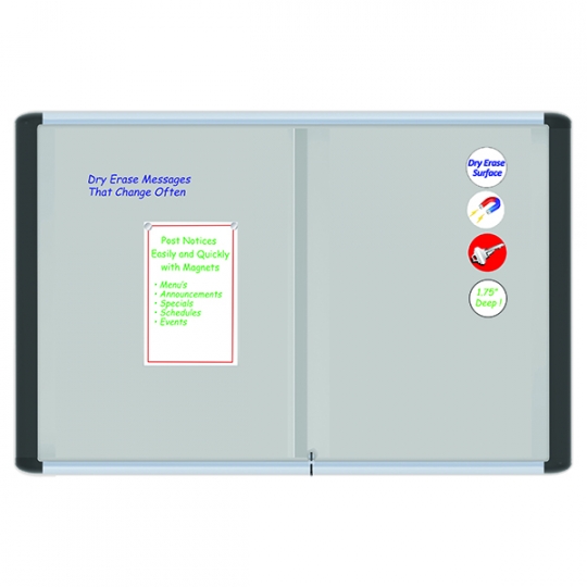 Enclosed Whiteboard with Sliding Doors 44 3/4"H x 66"W