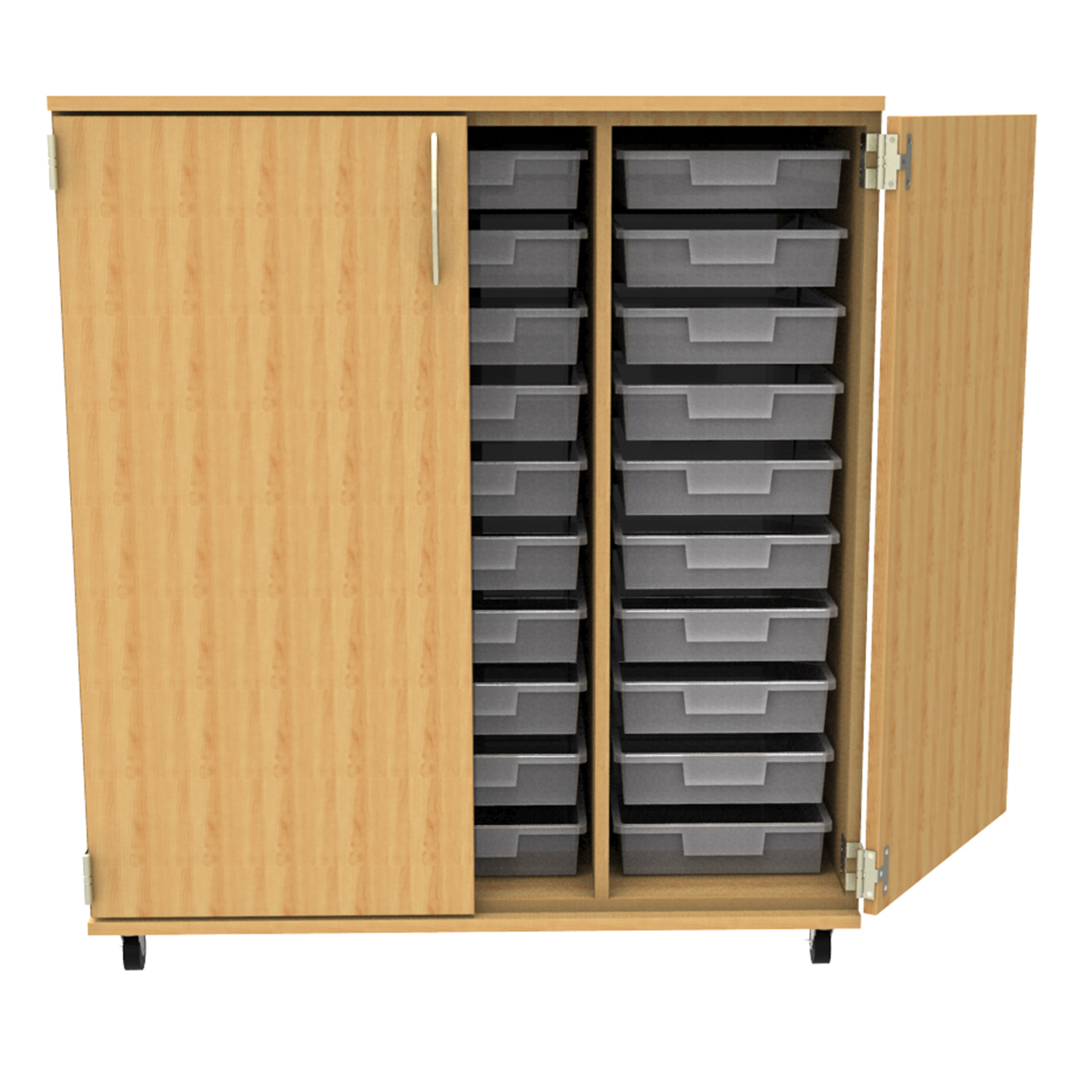 Mobile Tote Storage Unit with Doors Triple Row 42"W x 24"D x 48"H Schools In
