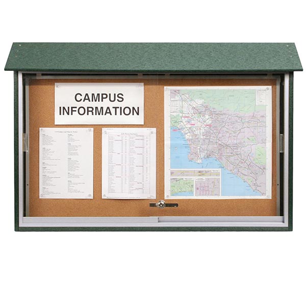 Outdoor Enclosed Bulletin Board with Sliding Door 40"H x 52"W