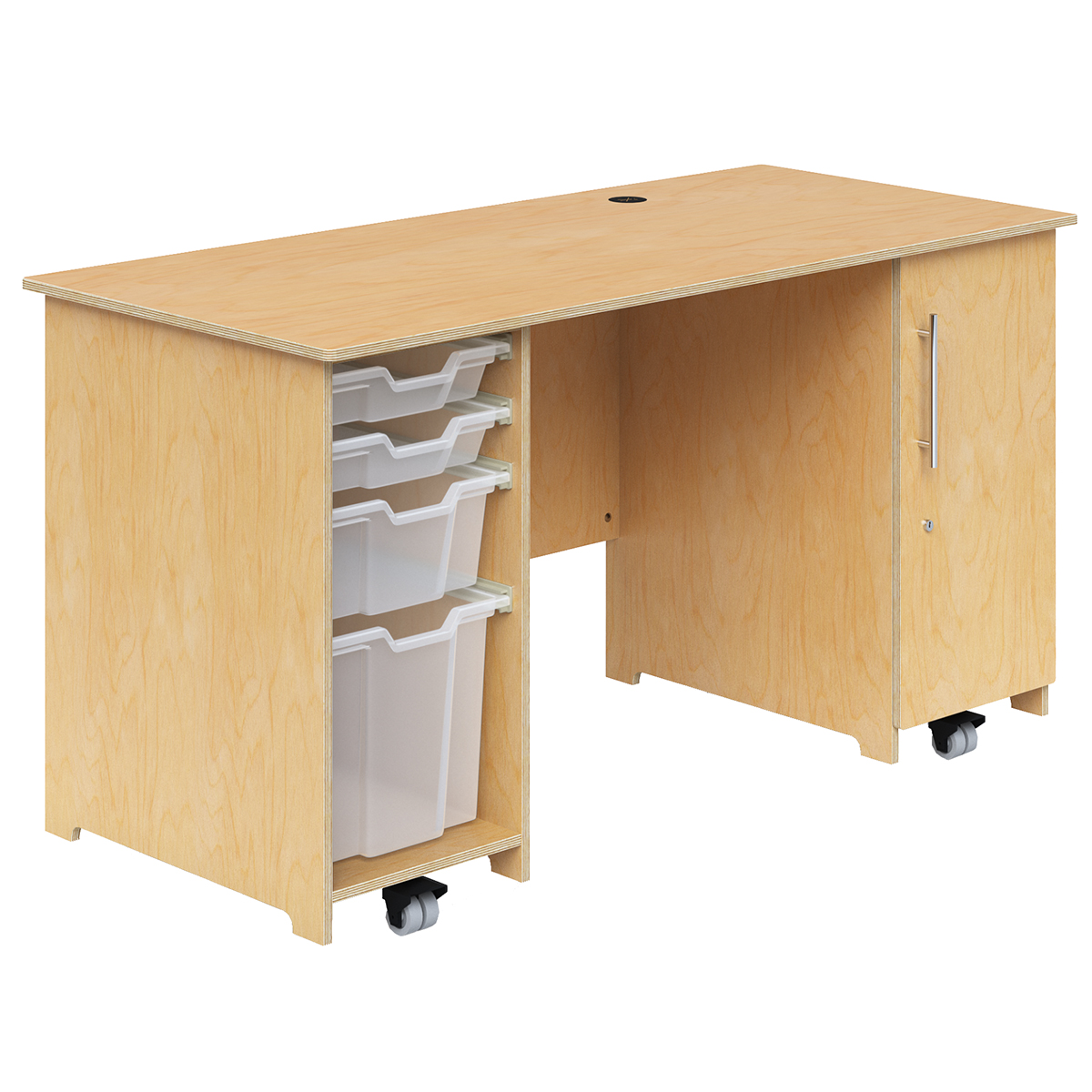 Mobile Teacher's Desk with Trays & Locking Door Schools In