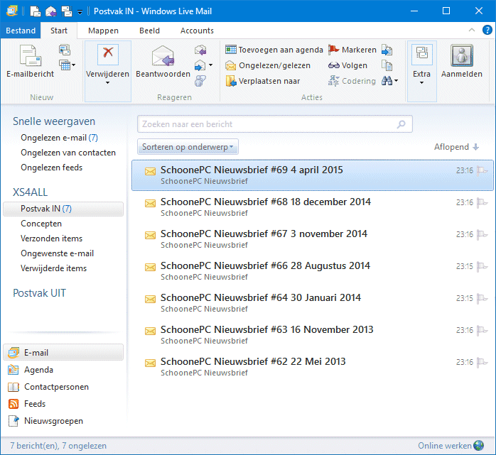 Windows Live Mail (voor Windows 10, 8 en 7)