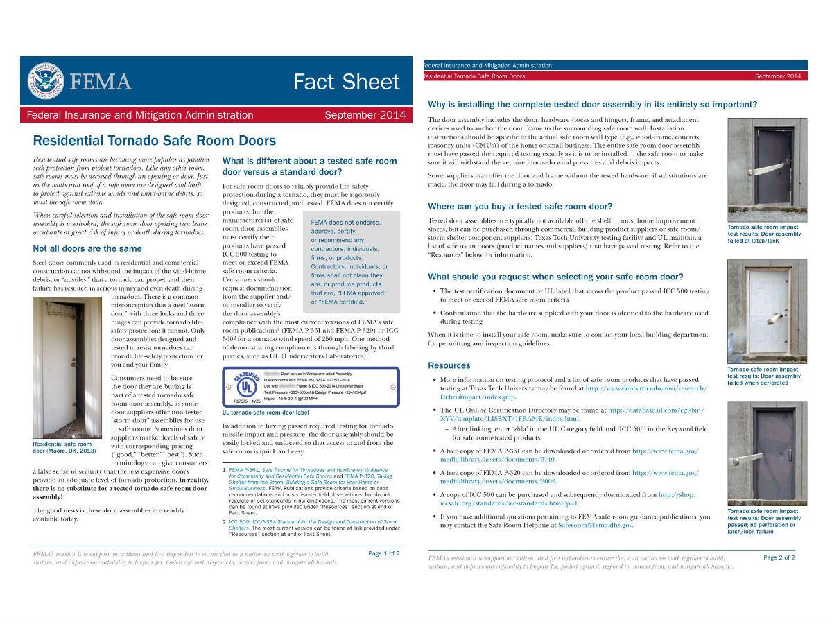 FEMA Shelter Door Info Schultz Squared Architects, LLC
