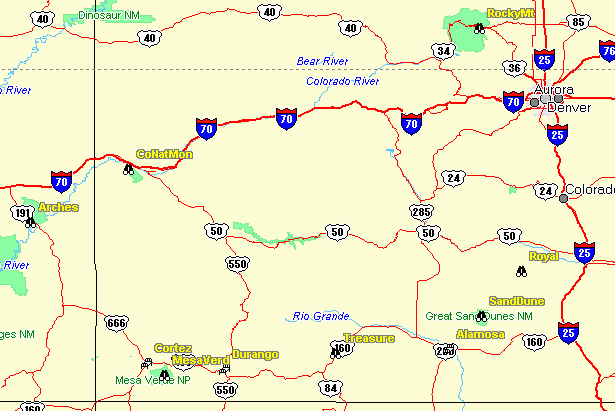 Road Map Of Colorado And Utah Vacation Colorado & Utah Sept 2001
