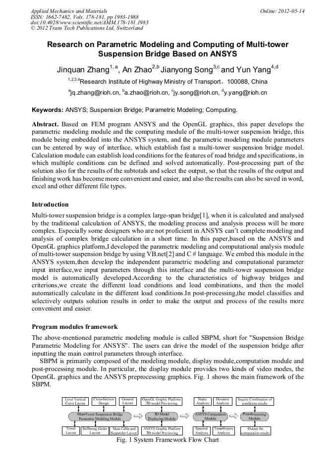 Research on Parametric Modeling and Computing of MultiTower Suspension