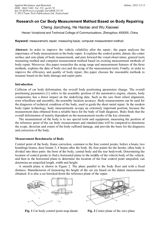Research on Car Body Measurement Method Based on Body Repairing