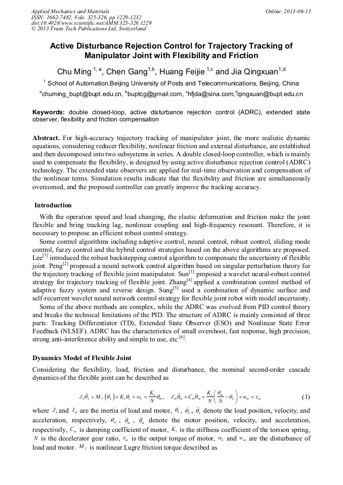Active Disturbance Rejection Control For Trajectory Tracking Of