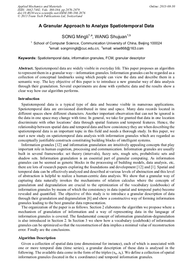 A Granular Approach to Analyze Spatiotemporal Data