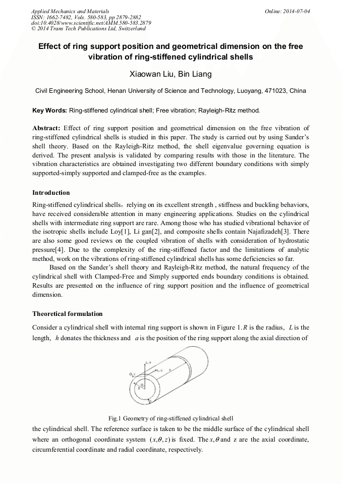 Effect of Ring Support Position and Geometrical Dimension on the Free Vibration of Ring