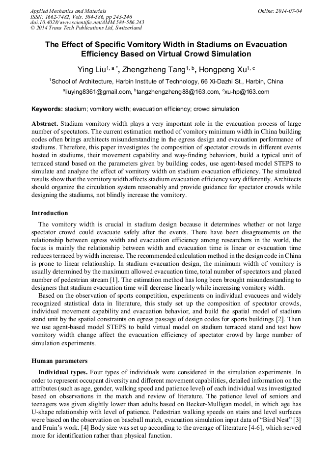 The Effect of Specific Vomitory Width in Stadiums on Evacuation