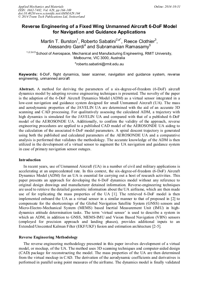 Reverse Engineering of a Fixed Wing Unmanned Aircraft 6DoF Model for