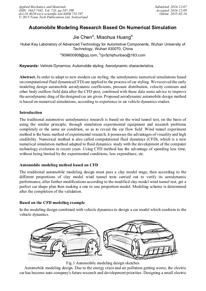 Automobile Modeling Research Based on Numerical Simulation