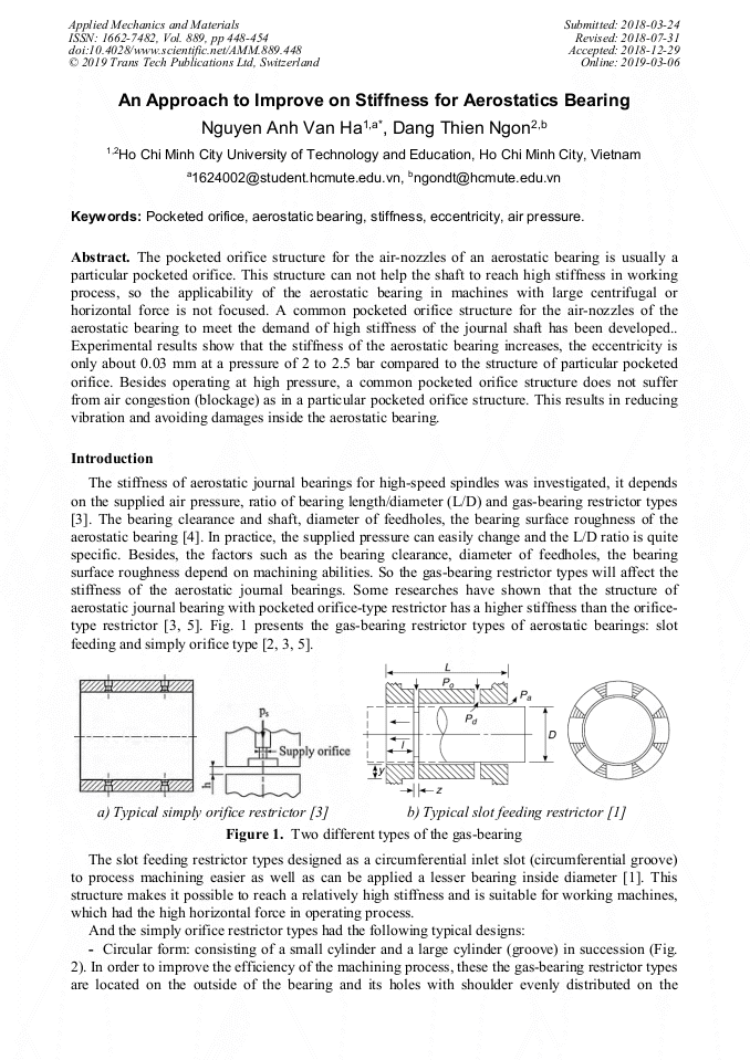 An Approach to Improve on Stiffness for Aerostatics Bearing
