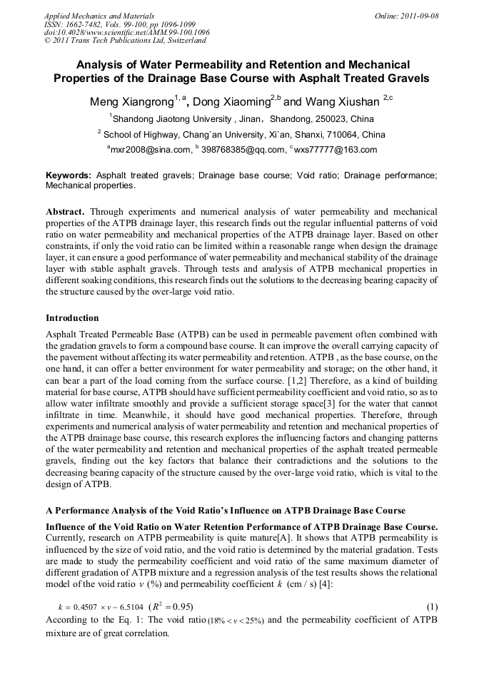 Analysis of Water Permeability and Retention and Mechanical Properties