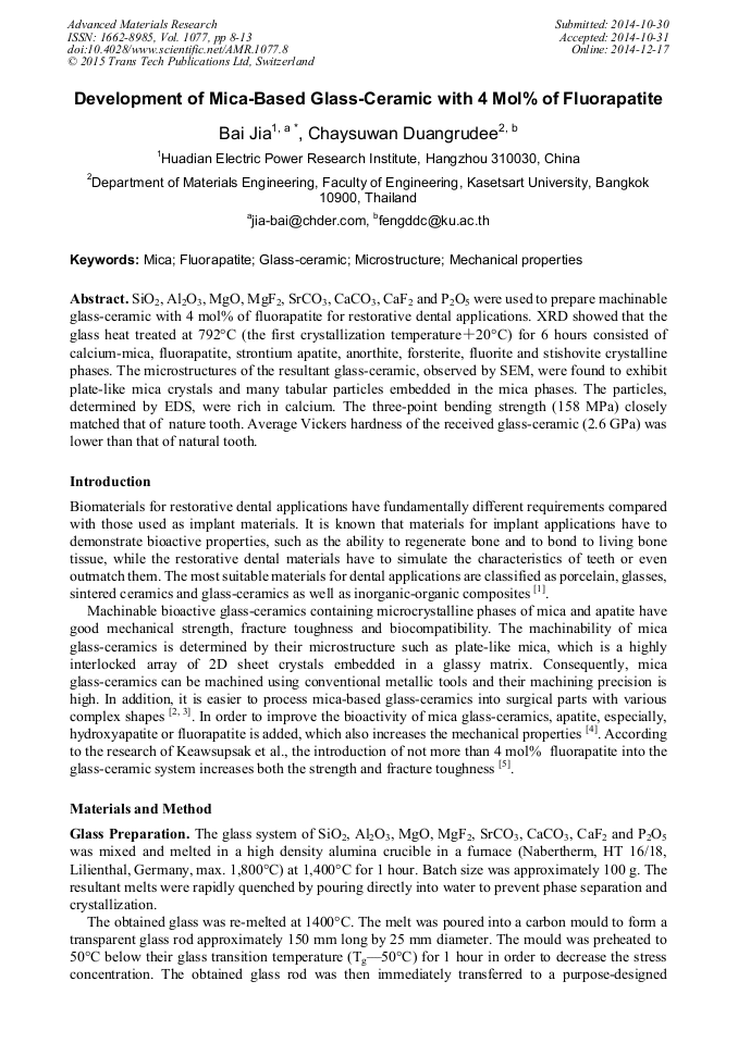Development of MicaBased GlassCeramic with 4 Mol of Fluorapatite