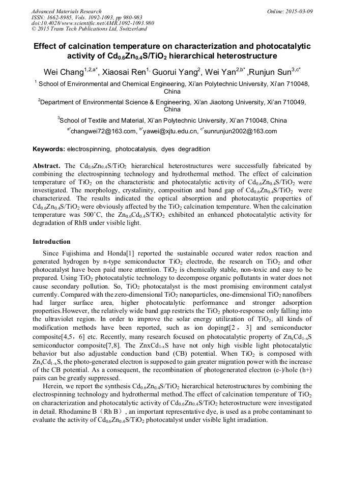 Effect of Calcination Temperature on Characterization and