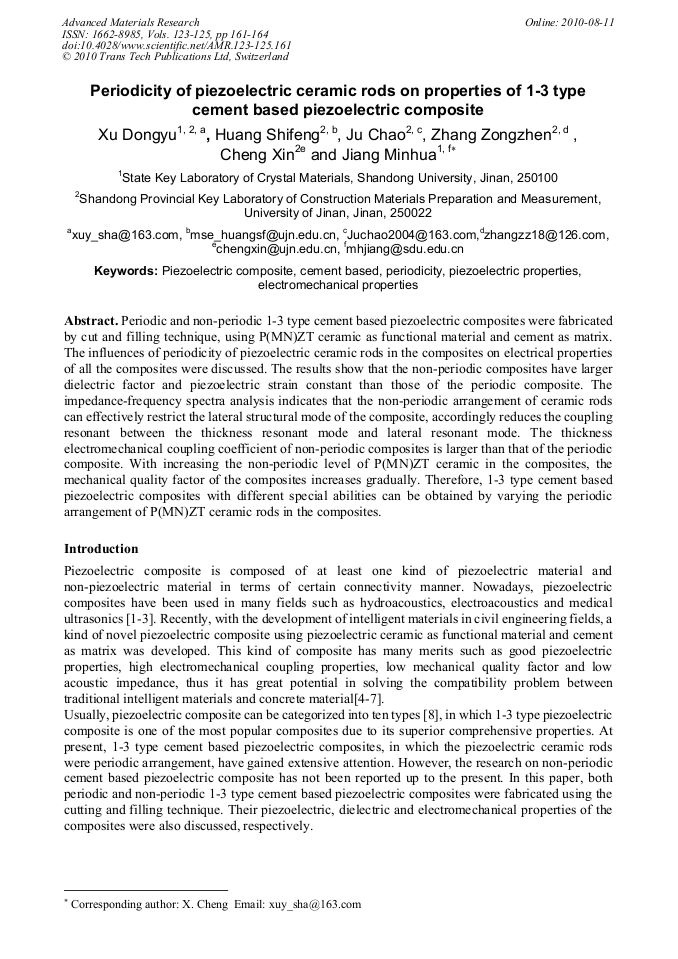 Periodicity of Piezoelectric Ceramic Rods on Properties of 13 Type