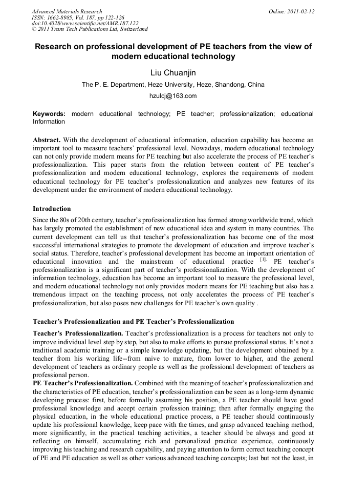 Research on Professional Development of PE Teachers from the View of