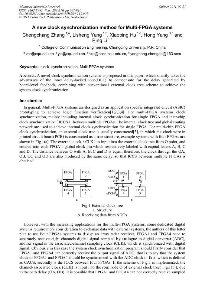 A New Clock Synchronization Method for MultiFPGA Systems