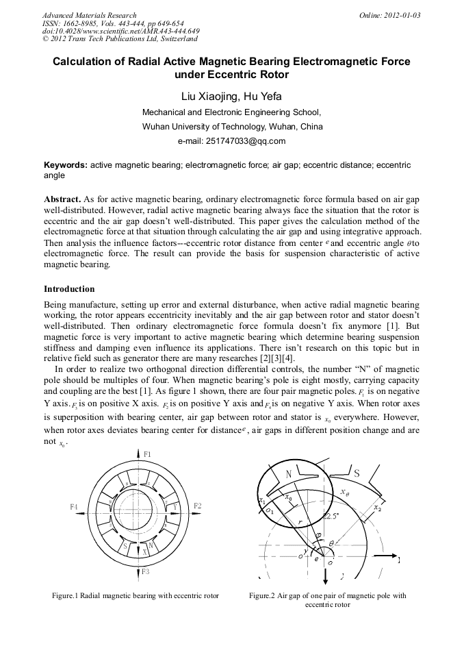 Calculation of Radial Active Bearing Force
