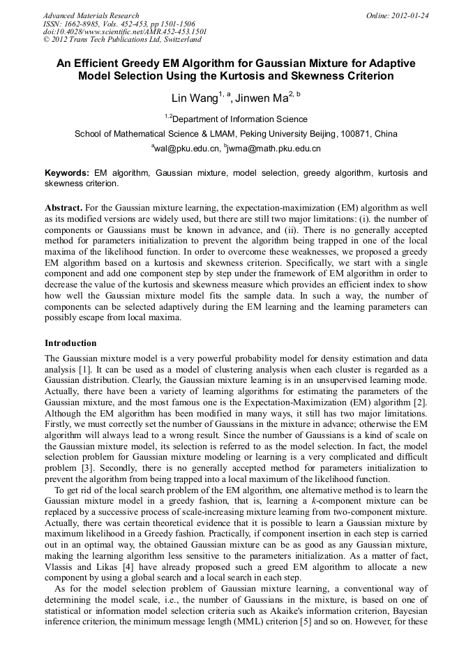 An Efficient Greedy EM Algorithm for Gaussian Mixture for Adaptive