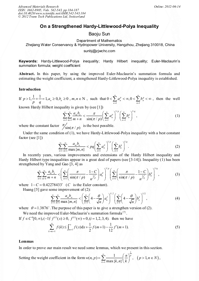 On an inequality of Hardy-Littlewood type: I Proceedings of the.