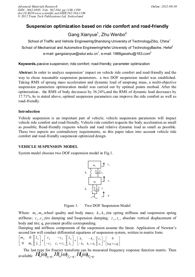 Suspension Optimization Based on Ride Comfort and RoadFriendly