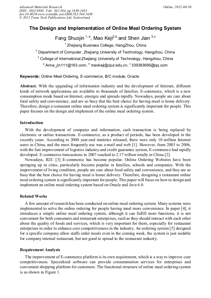 Online Food Ordering Design And Implementation Of Online Food Ordering