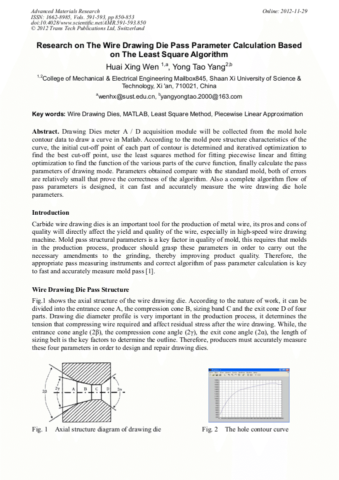 Research on the Wire Drawing Die Pass Parameter