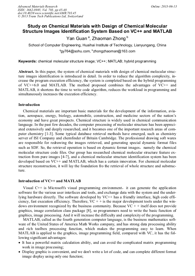 Study on Chemical Materials with Design of Chemical Molecular Structure