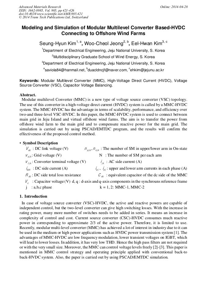 Modeling and Simulation of Modular Multilevel Converter BasedHVDC