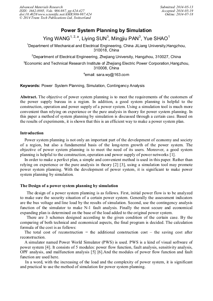 Power System Planning by Simulation