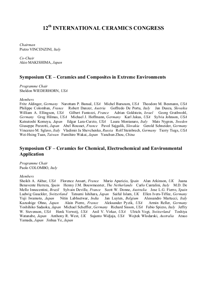 Committees 12th INTERNATIONAL CERAMICS CONGRESS PART D