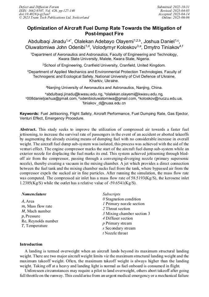 Optimization of Aircraft Fuel Dump Rate towards the Mitigation of Post