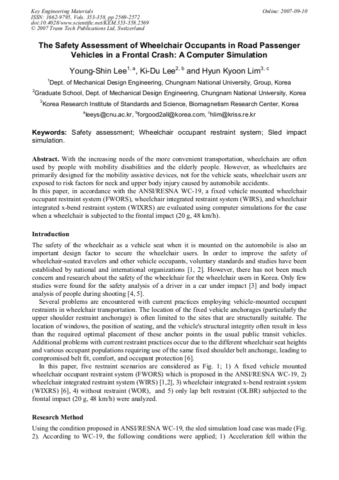 The Safety Assessment of Wheelchair Occupants in Road Passenger