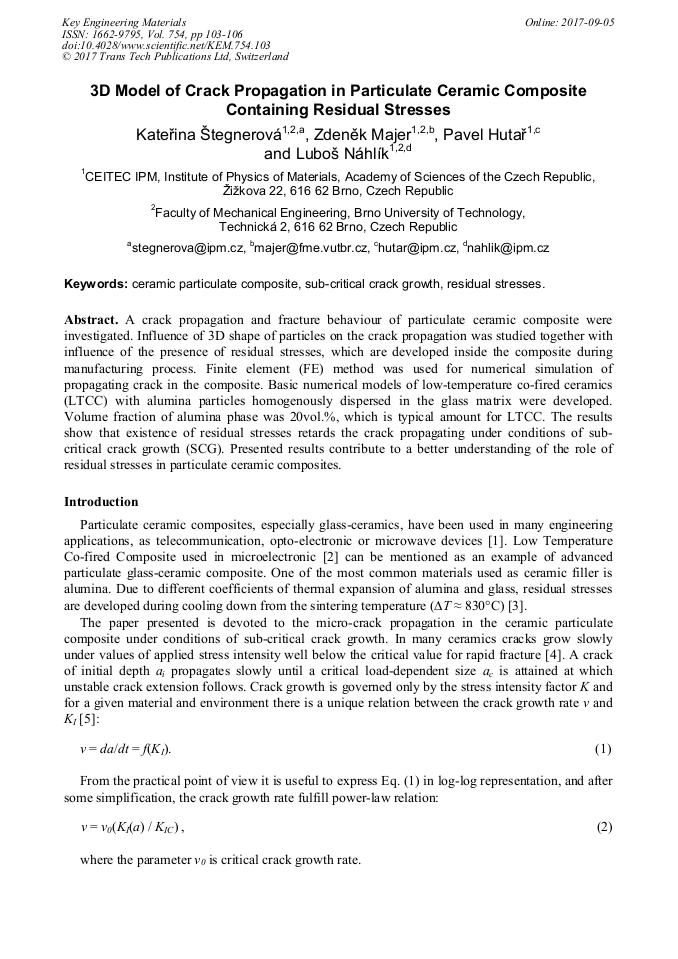 3D Model of Crack Propagation in Particulate Ceramic Composite