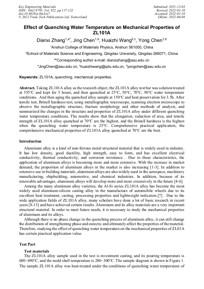 Effect of Quenching Water Temperature on Mechanical Properties of