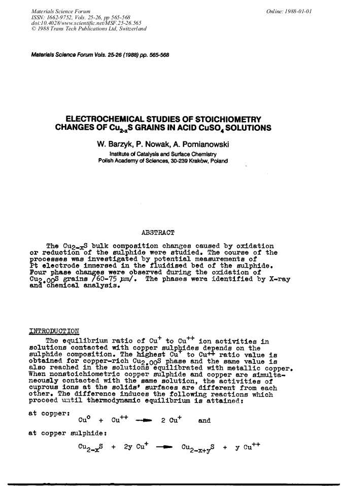 Electrochemical Studies of Stoichiometry Changes of Cu2xS Grains in