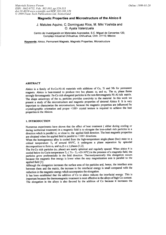 Properties and Microstructure of the Alnico 8