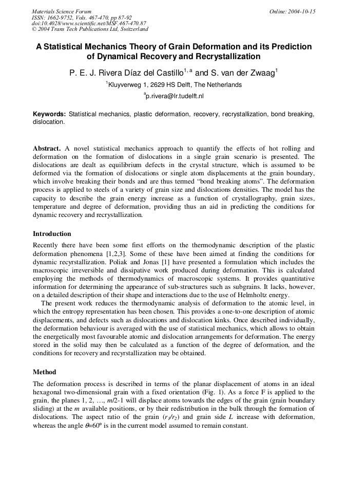 A Statistical Mechanics Theory of Grain Deformation and
