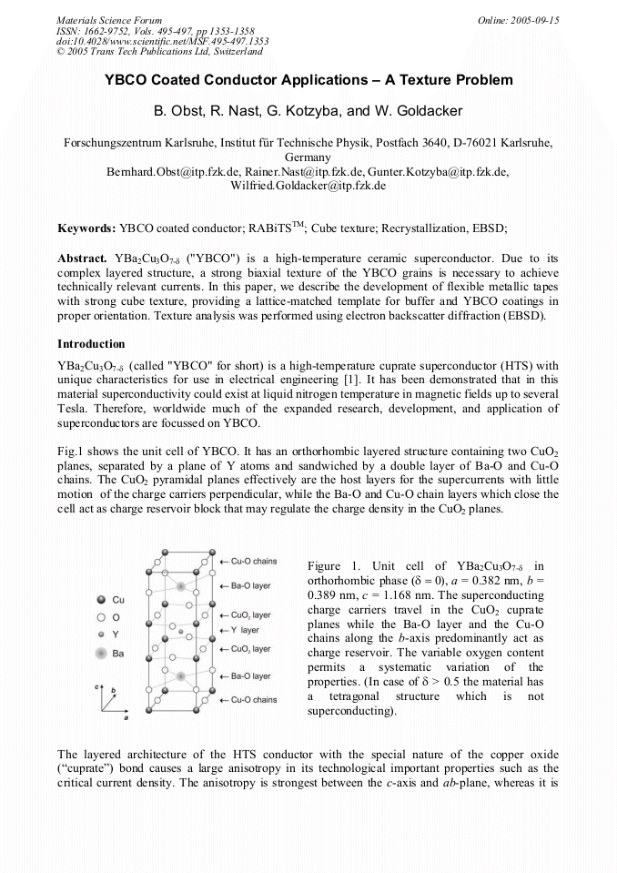 YBCO Coated Conductor Applications A Texture Problem