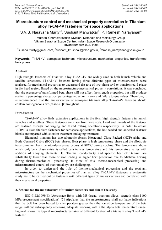 Microstructure Control and Mechanical Property Correlation in Titanium