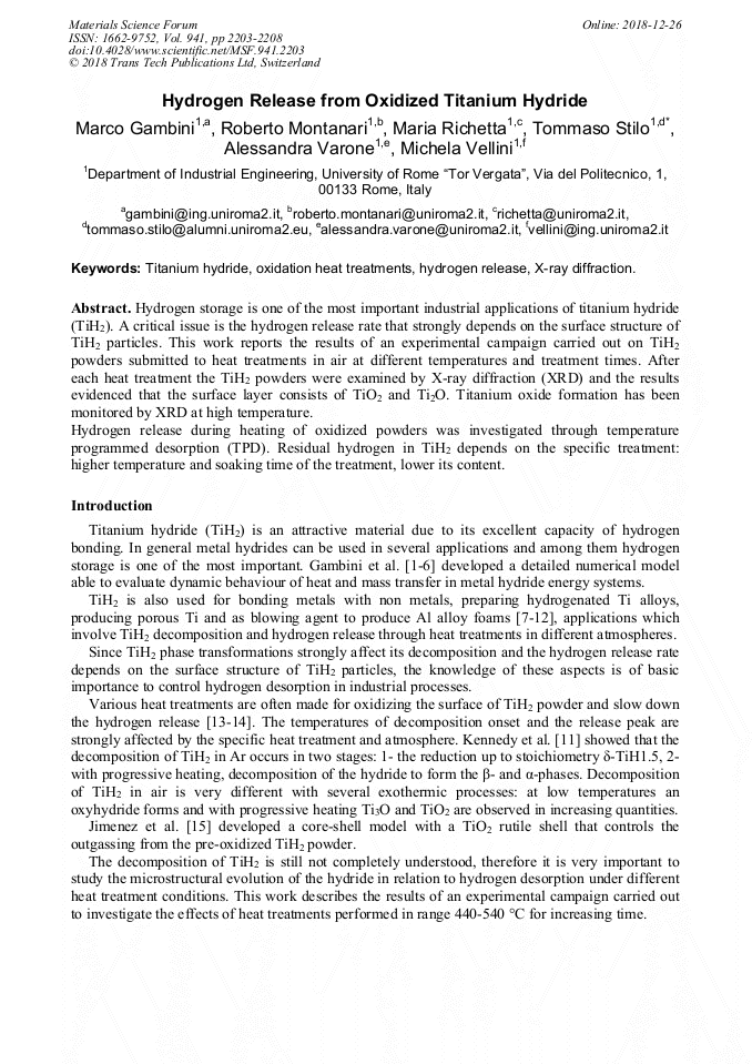 Hydrogen Release from Oxidized Titanium Hydride