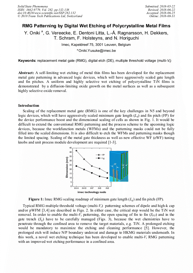 RMG Patterning by Digital Wet Etching of Polycrystalline Metal Films
