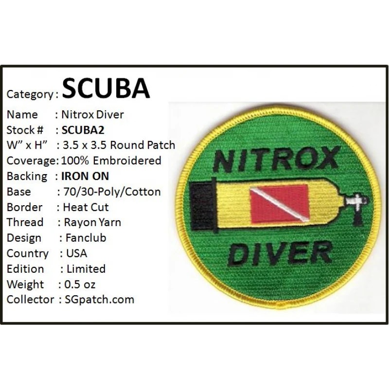 Scuba NitrOx Diver Patch SciFi Geeks