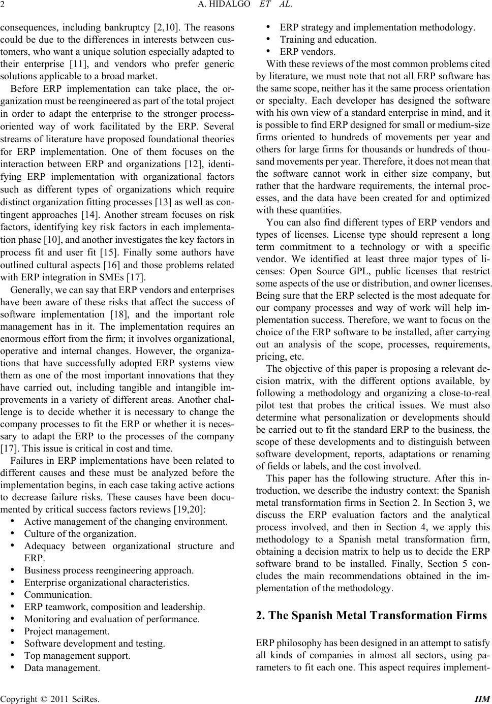 ERP Software Selection Processes A Case Study inthe Metal