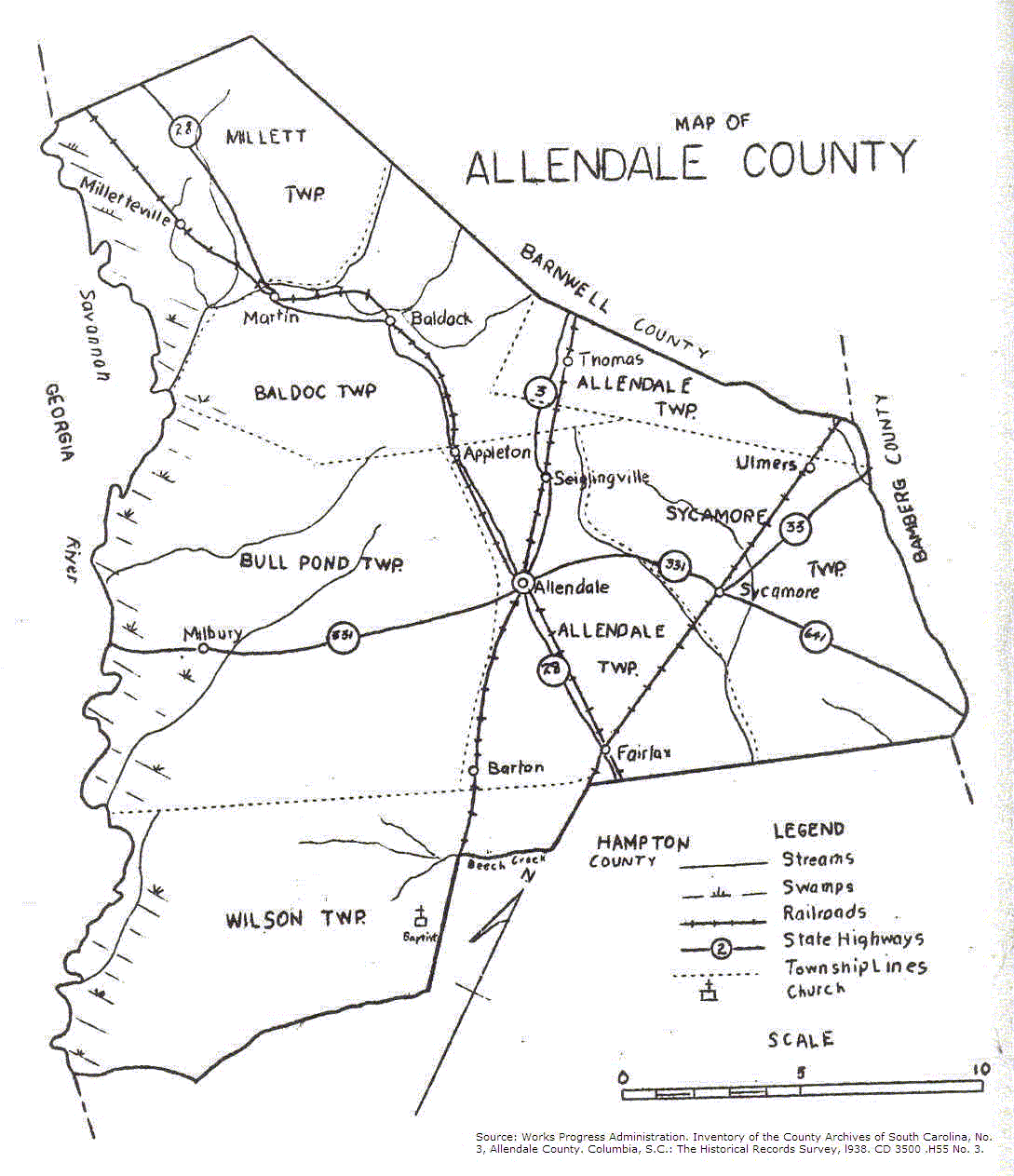 Allendale County Historical Markers