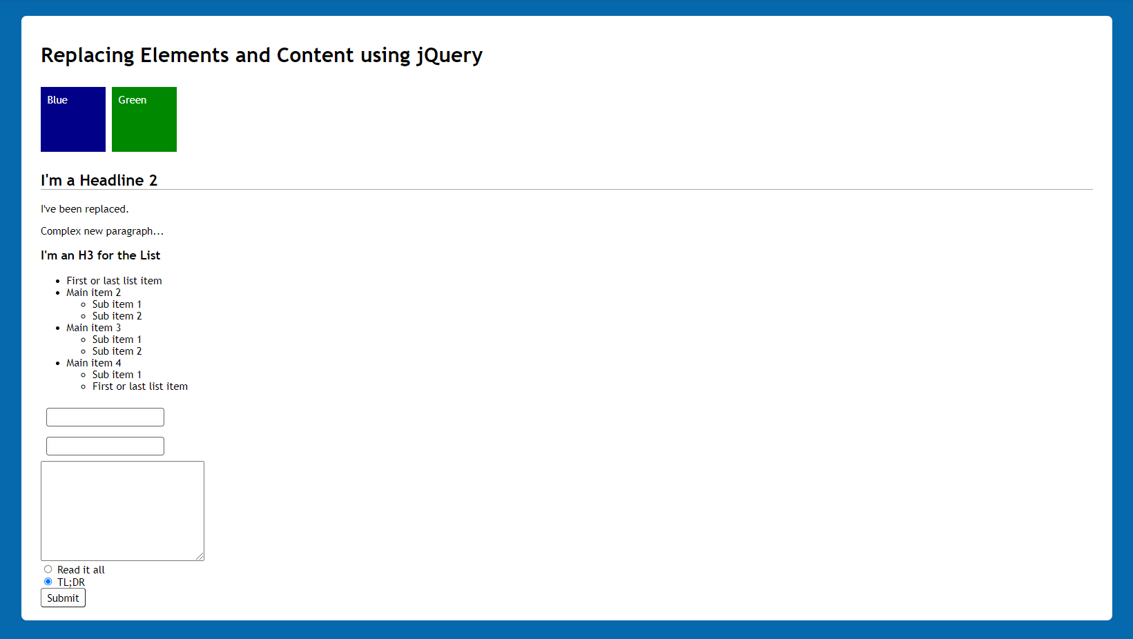 How to Use Replacing Elements and Content using jQuery? scmGalaxy