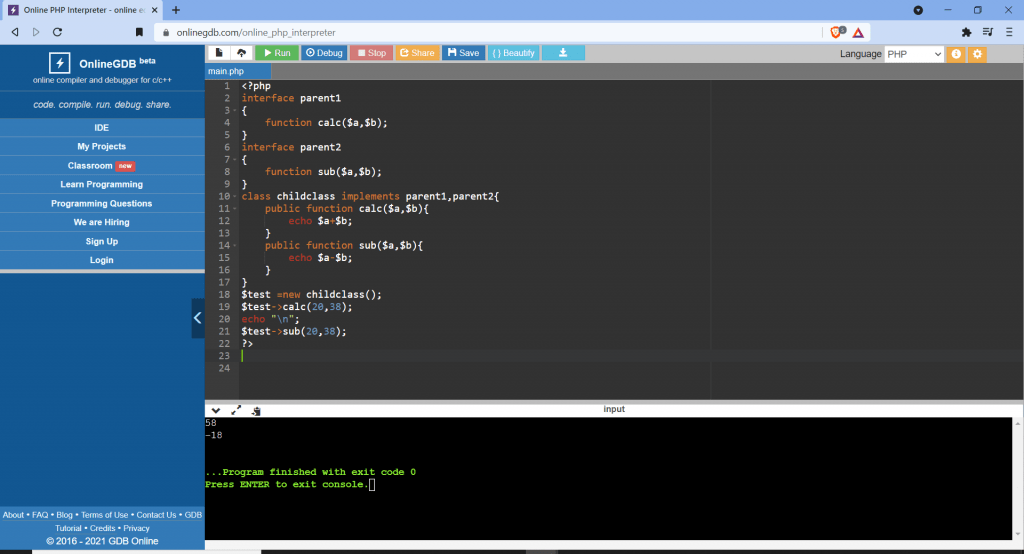 PHP OOP Interfaces scmGalaxy